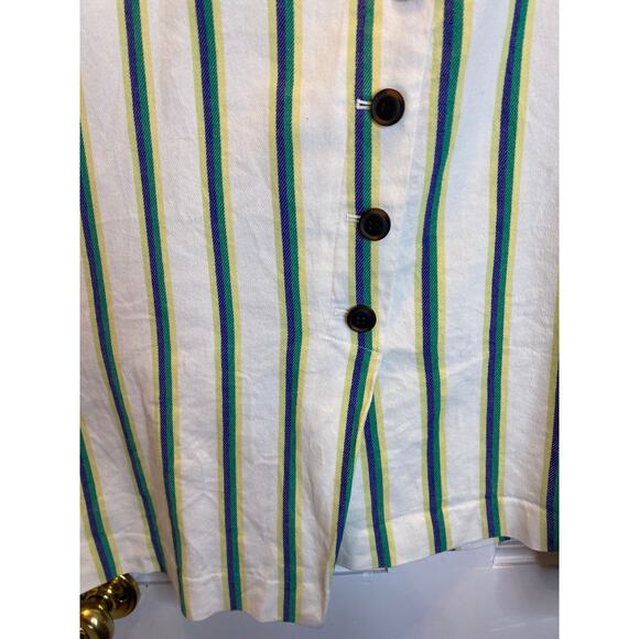 Halogen White Pencil Green Yellow Button Front Skirt 20 - Picture 5 of 9